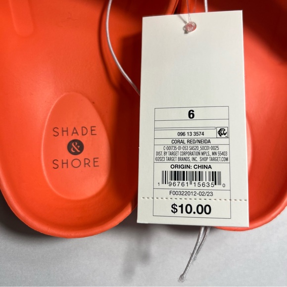 Women's Neida Eva Two Band Slide Sandals - Shade & Shore Coral Red Sz 6 NWT - Picture 6 of 6